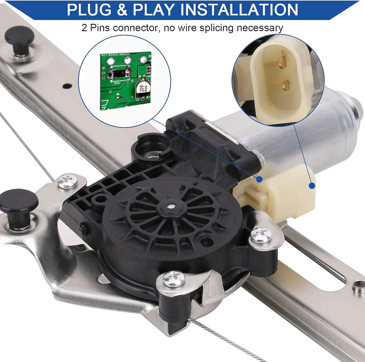 Rear Right Passenger Side Power Window Lift Regulator & Motor Assembly, Pack of 2 Q105