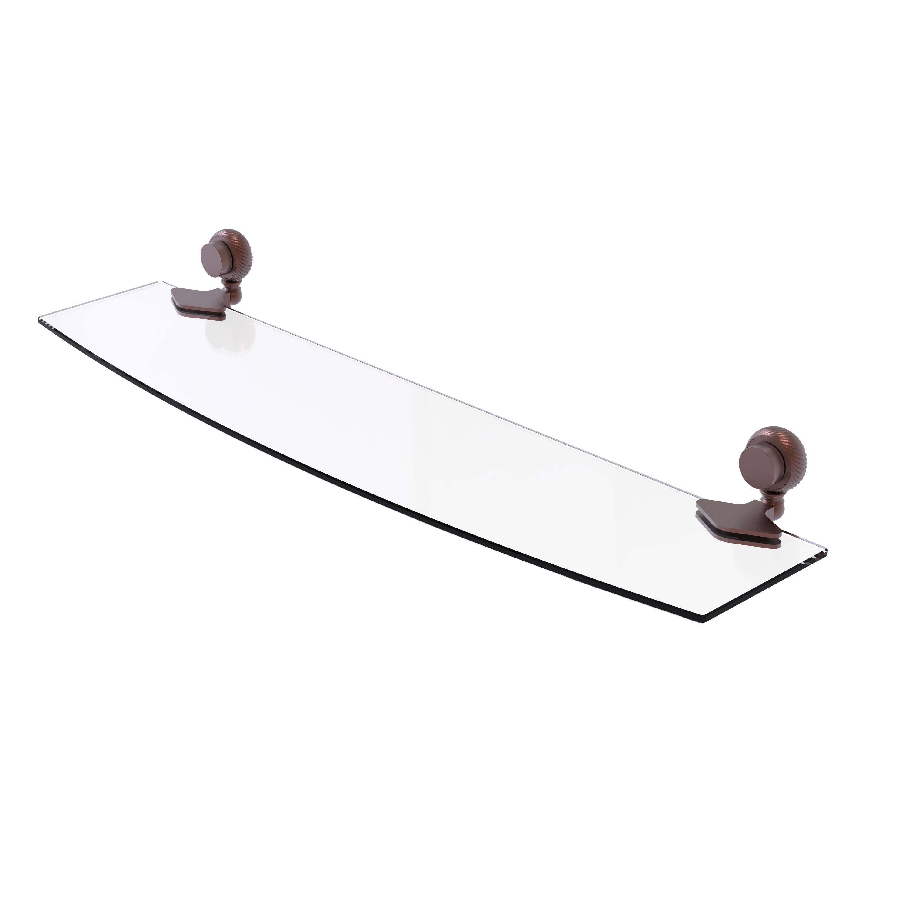 Antique Copper 24 inch Glass Shelf with Twist Accents S324020