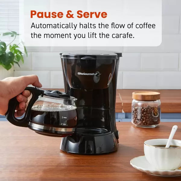 5-Cup Automatic Brew & Drip Coffee Maker with Reusable Filter (Black) C675