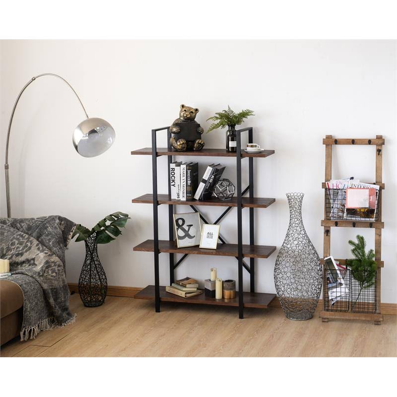 Walnut Brown 4 Shelf Etagere Bookcase Y778