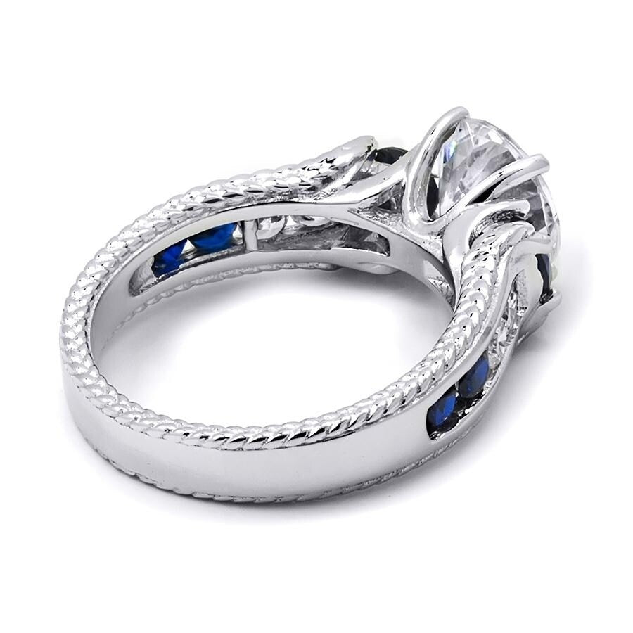 Sterling Silver Blue Sapphire Cubic Zirconia Ring A706531