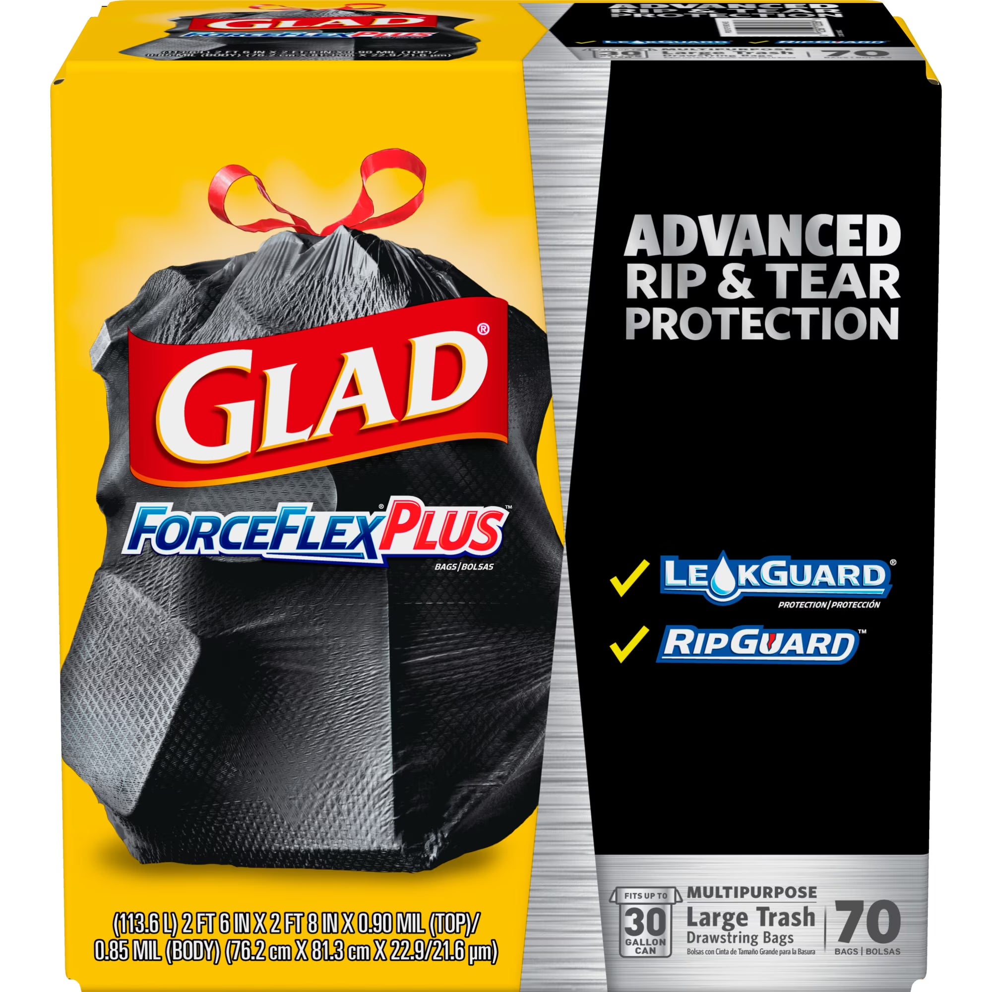 ForceFlexPlus Drawstring Trash Bags, 30 Gallon, 70 Ct J3475