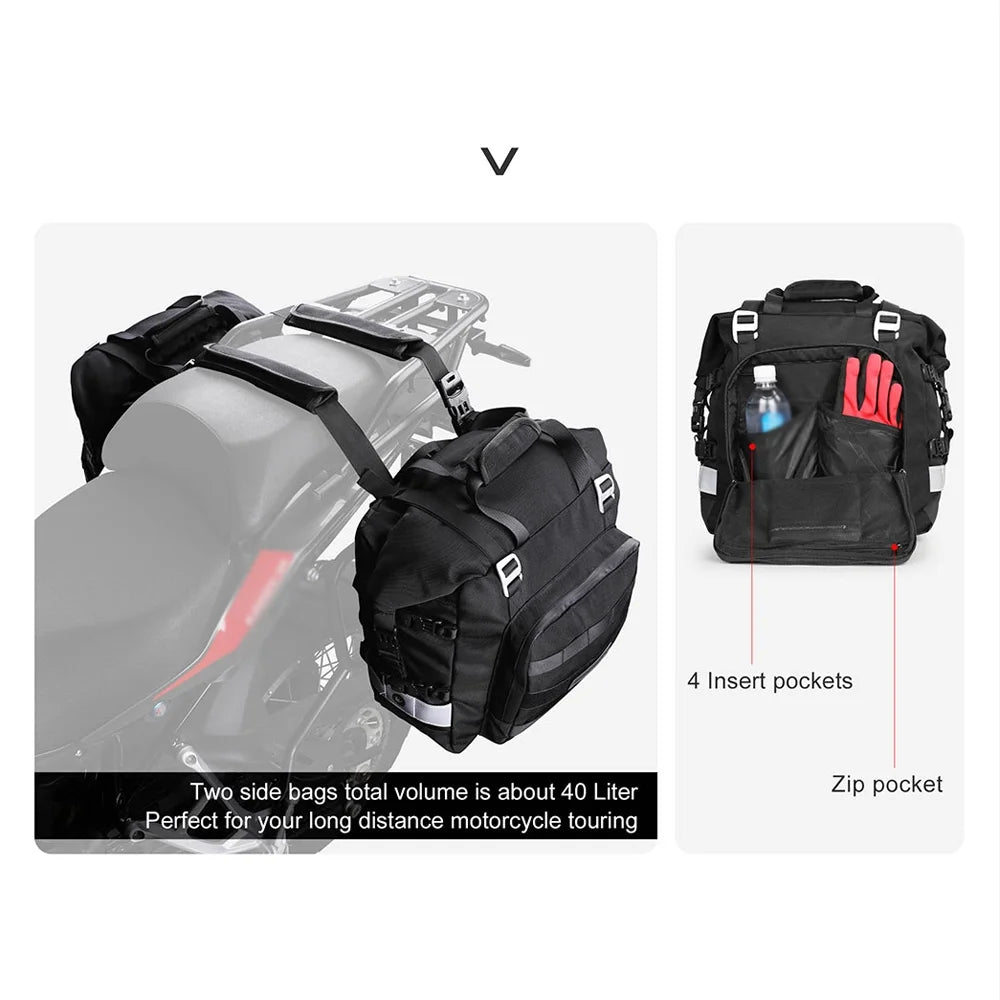 Polyester Motorcycle Side Saddle Bag 20L with Removable Waterproof Inner Bag I706033