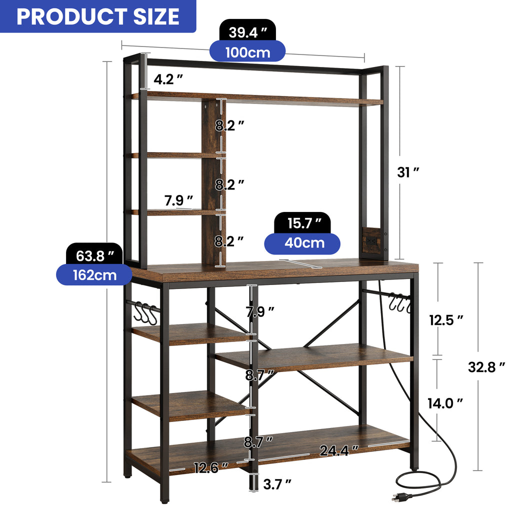 8-Tier Freestanding Kitchen Storage Shelf with Power Outlets L756620