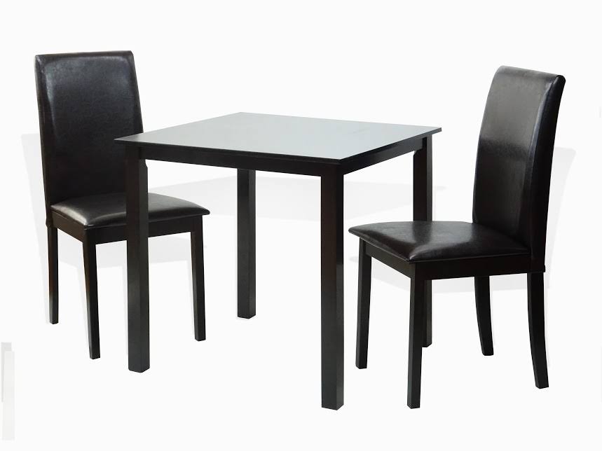 Classic Square Table and 2 Chairs Solid Wooden Espresso Brown M440726