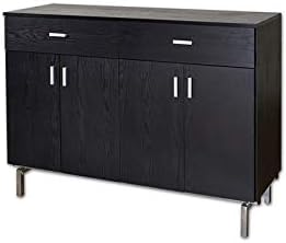 Black and Chrome Wood 2-Drawer Buffet Server N364976