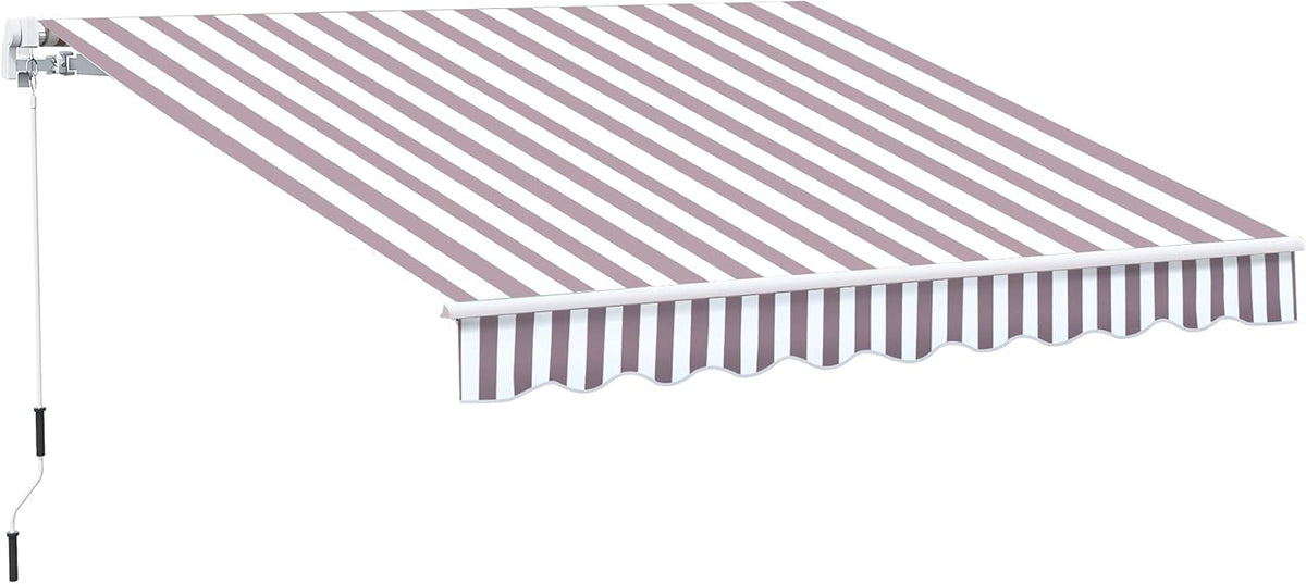 10' x 8' Manual Retractable Awning with UV Protection, Red Stripe C345235
