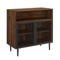 Industrial Metal Door Accent Cabinet Dark Walnut D24493