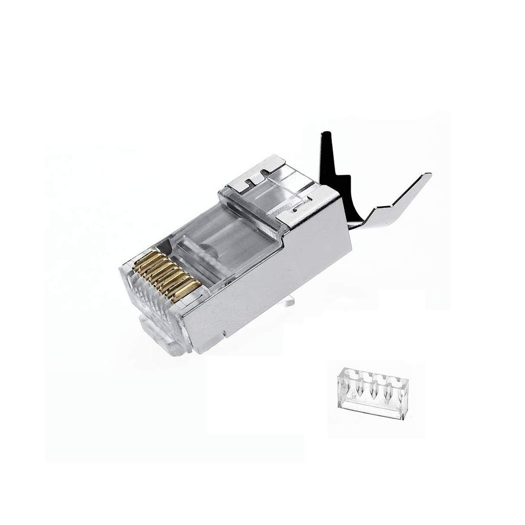 Cat7 RJ45 Connectors 100 Pcs Metal Shielded FTP 8P8C Modular Network Plug Z589212