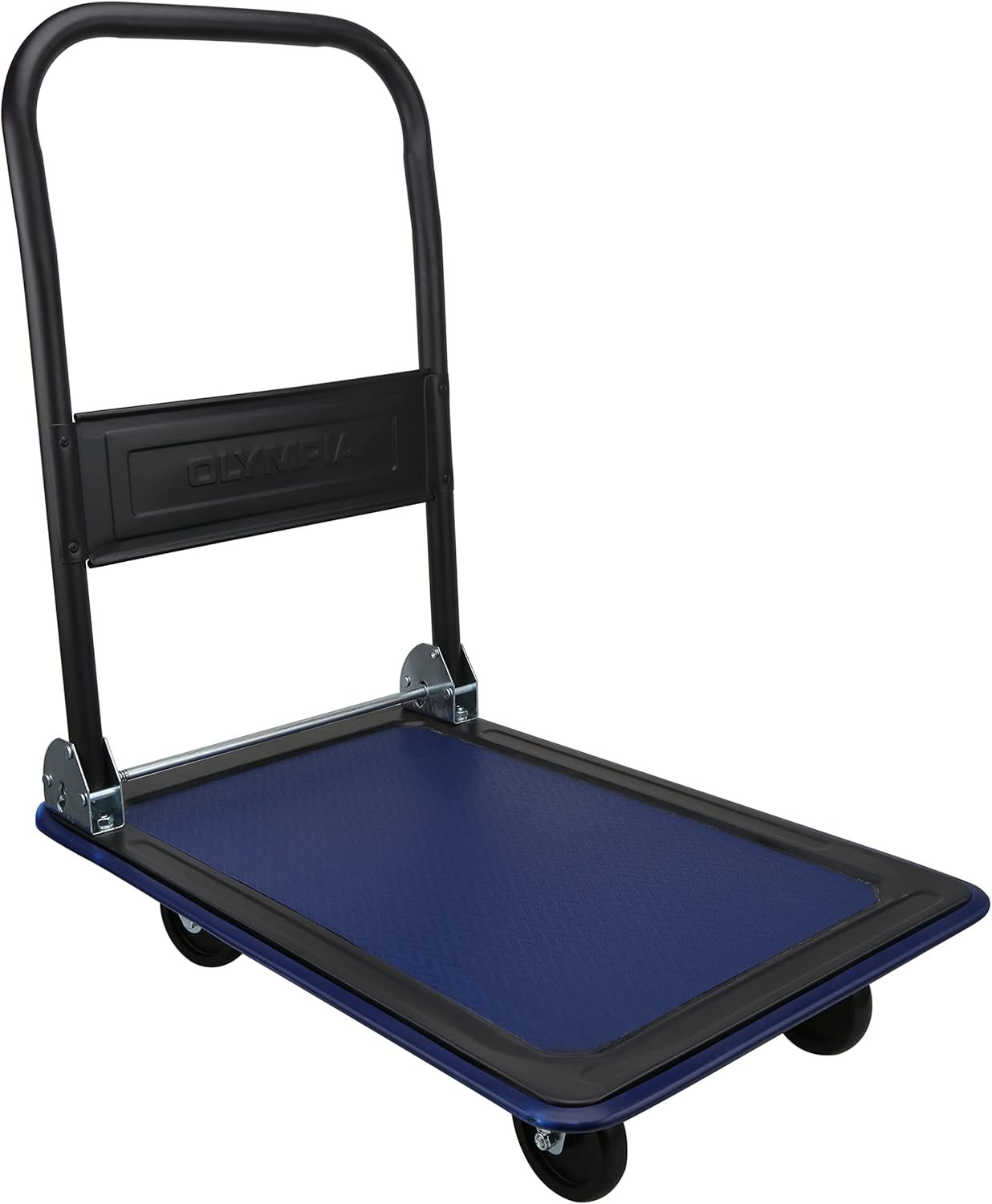 Folding & Rolling Flatbed Cart, Olive Green with Blue Bumper, 600 Lb. Load Capacity, Pack of 2 K9124