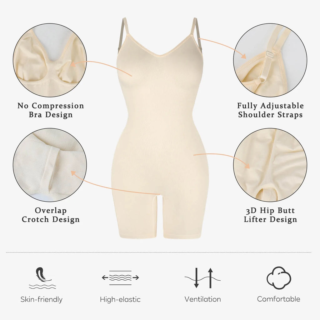 3 Packs Low Back Mid Thigh Bodysuit Shapewear H229555