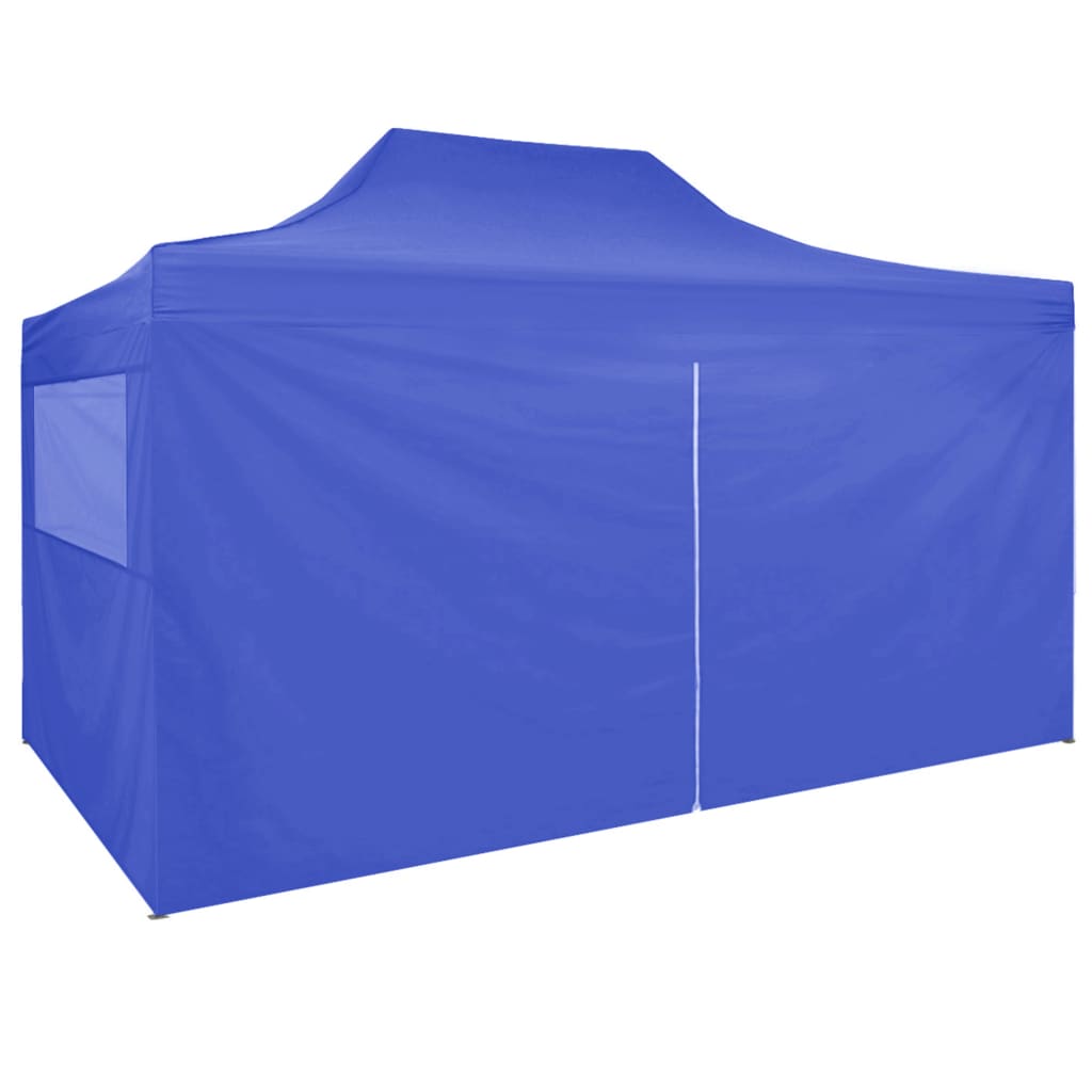 Folding Party Tent with 4 Sidewalls Steel Blue K479197