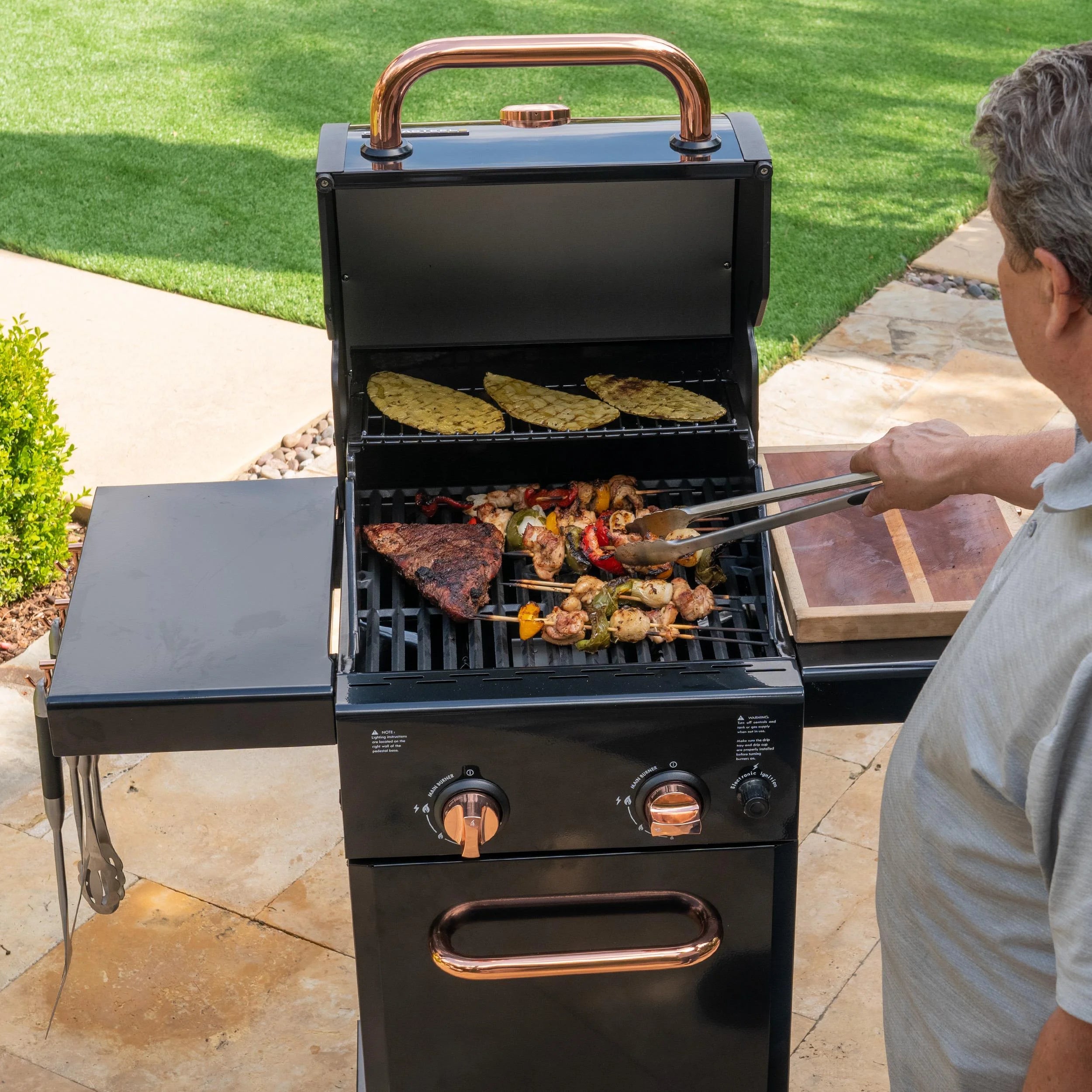 Black 2-Burner Compact Propane Gas Grill with Foldable Sides V510883
