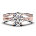 2.00 Carat Oval Cut Diamond Moissanite Engagement Ring in Silver With 18k Rose Gold Plating B341044