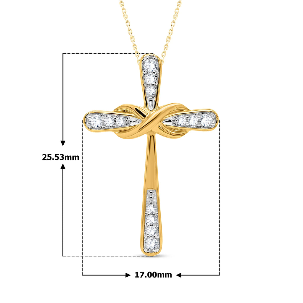 18K Yellow Gold Plated Diamond Cross Pendant Necklace W568
