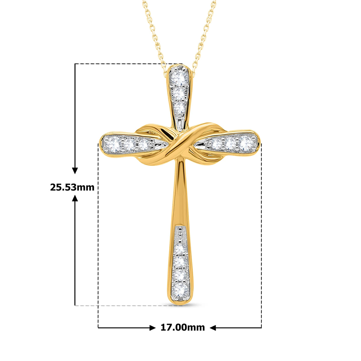 18K Yellow Gold Plated Diamond Cross Pendant Necklace W568