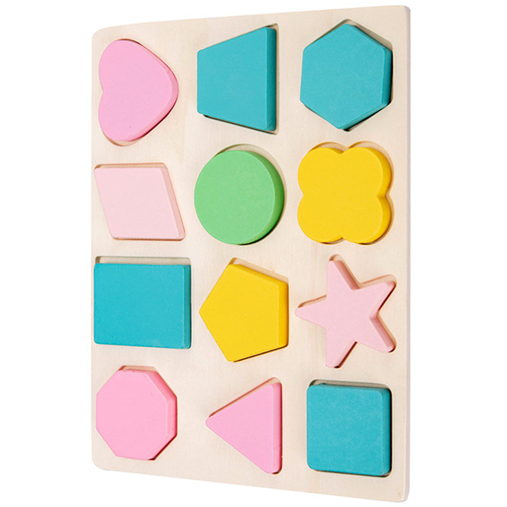 Wooden Puzzles Geometric Shapes Color Learning Toys R85661