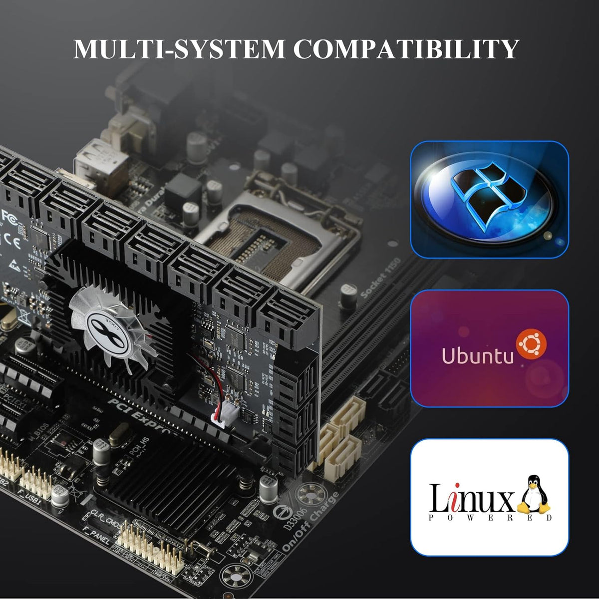 PCIE 16X SATA Card 24 Ports, 6 Gbit/s SATA 3.0 PCIe Card G12385