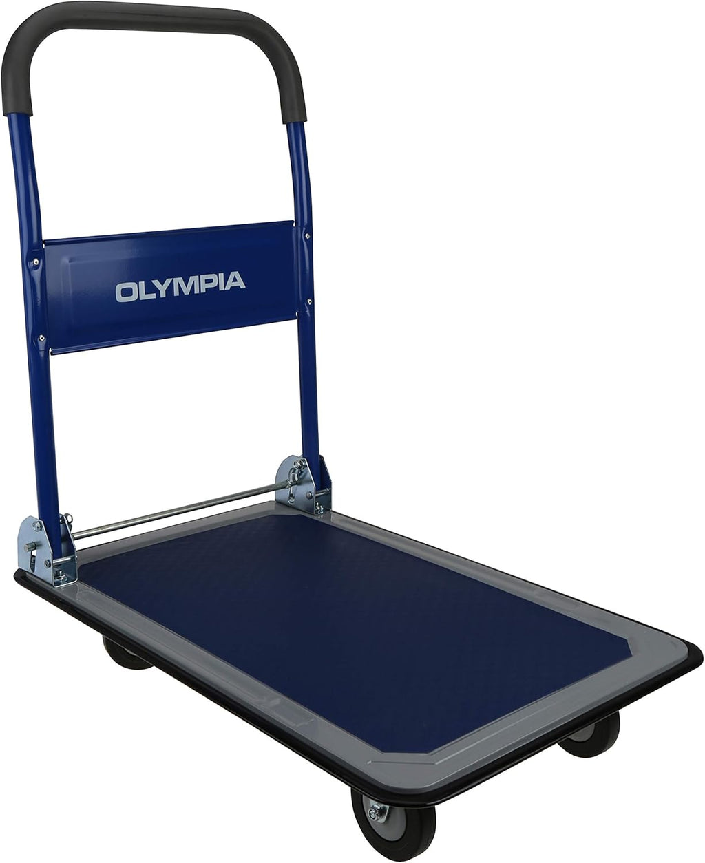 Folding & Rolling Flatbed Cart, Olive Green with Blue Bumper, 600 Lb. Load Capacity, Pack of 2 K9124