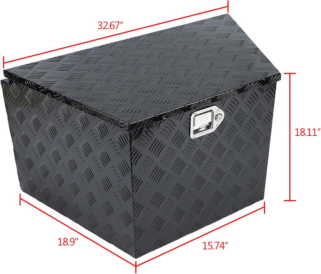 Black Heavy Duty Aluminum Trailer Tongue Tool Box with Lock J1927