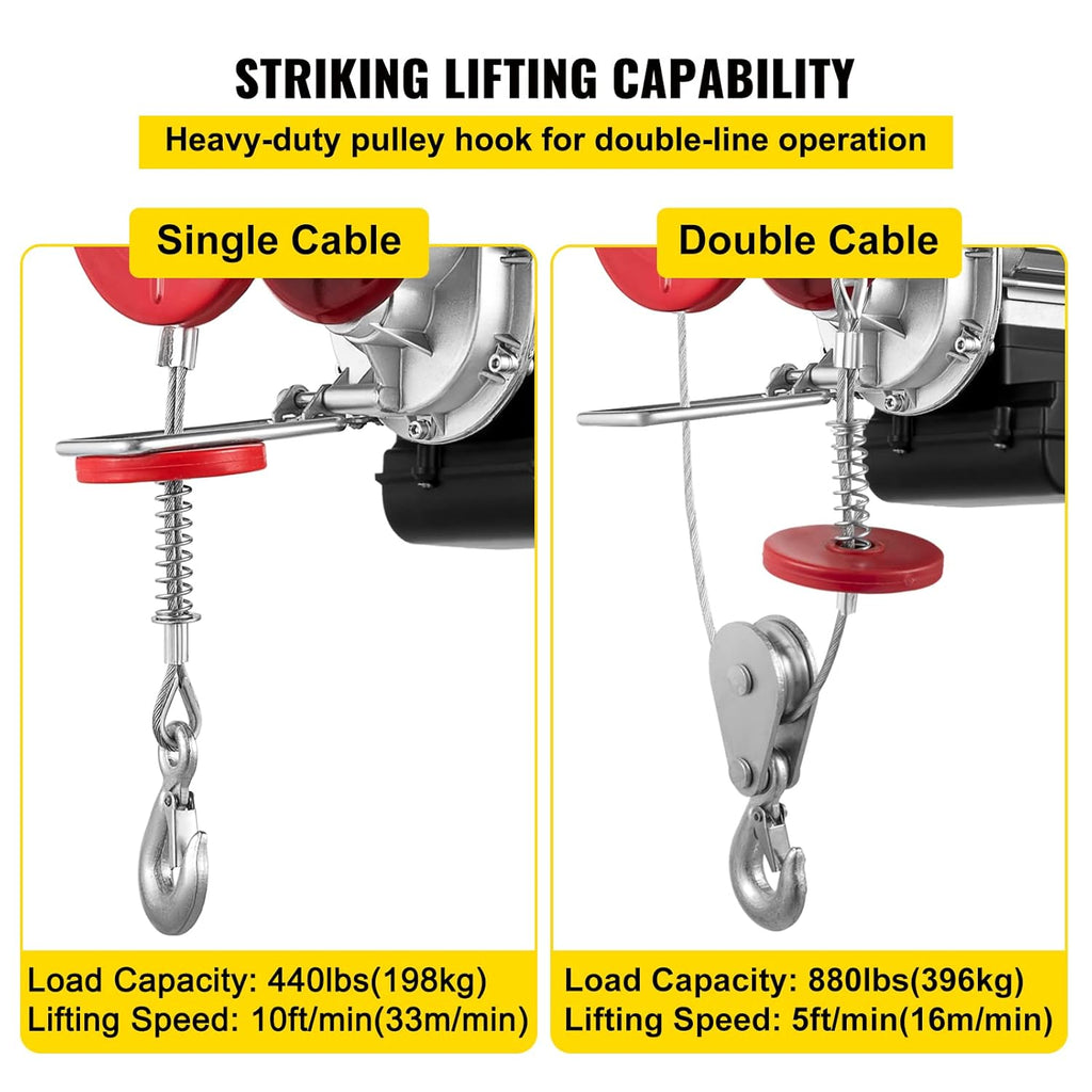 880LBS 110V Electric Hoist with Remote Control Y30118