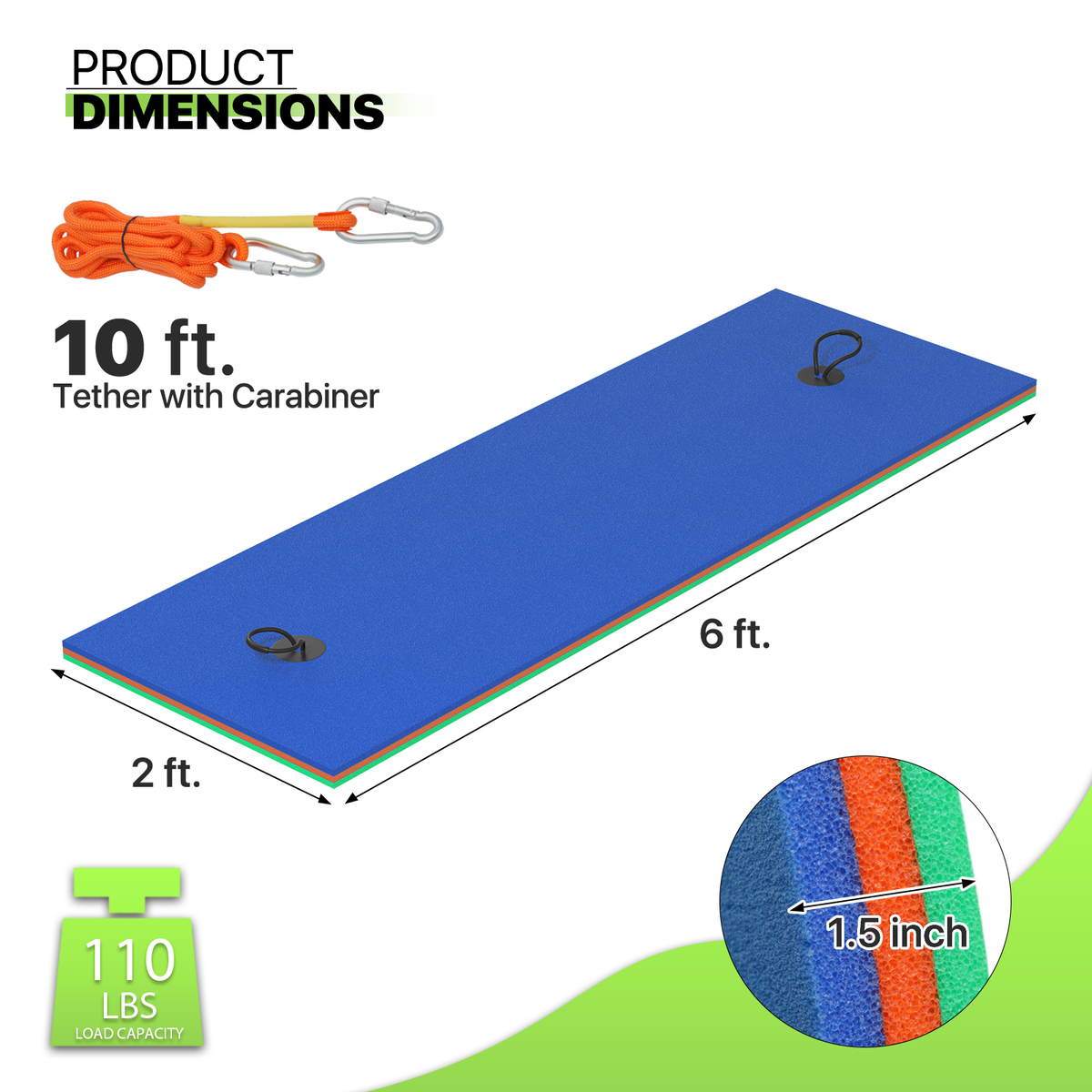 Blue 3-Layer XPE Foam Floating Water Mat C1481