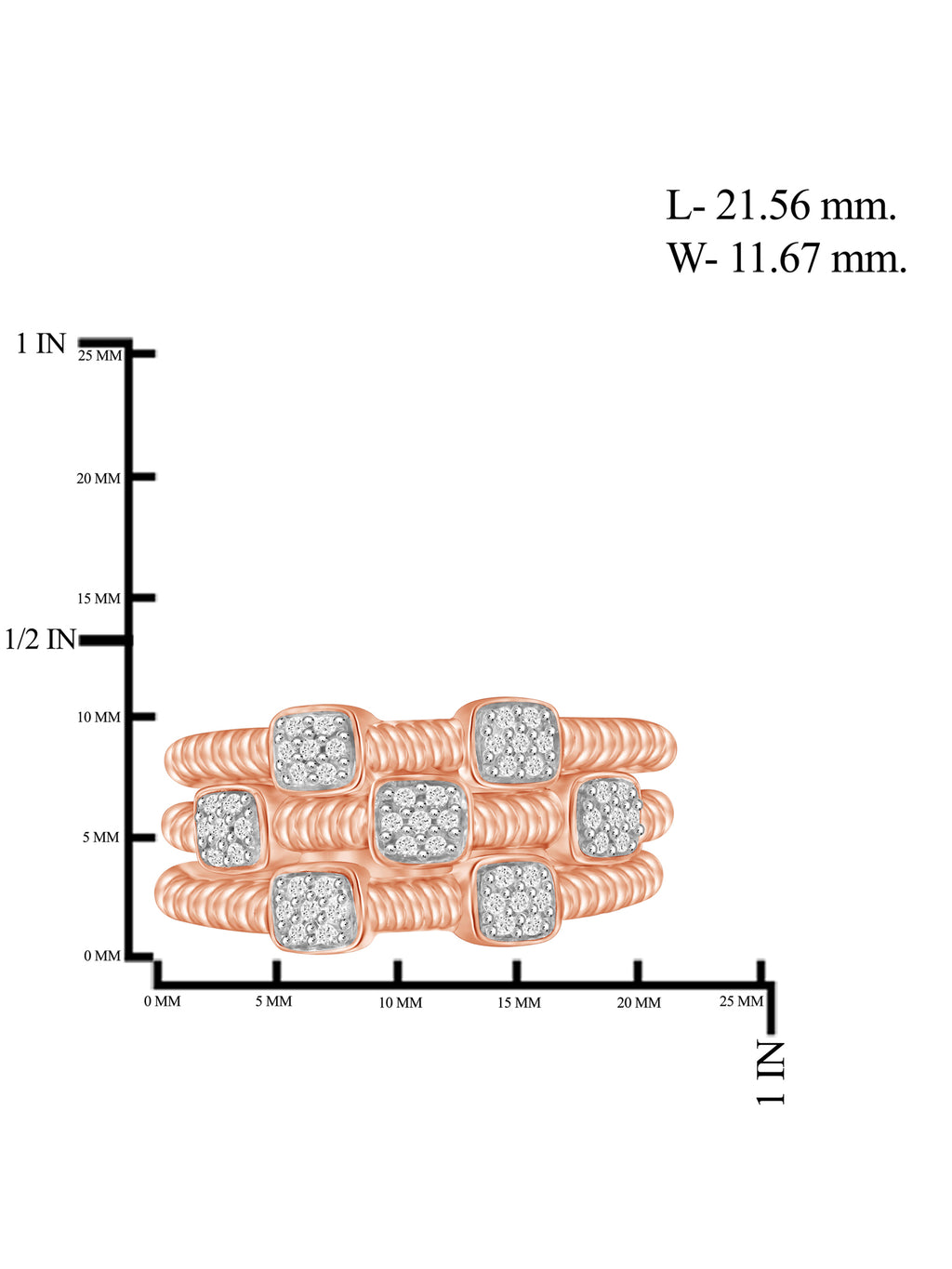 Rose Gold Over Silver Stackable Diamond Ring Set B722