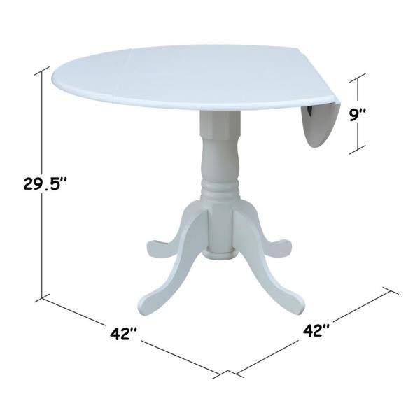 White Round Dual Drop Leaf Pedestal Table U280