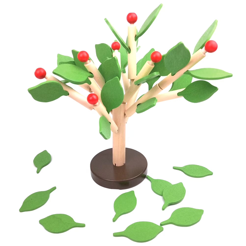 Creative Wooden Tree Blocks with Leaves 3D Building Set Toy J898