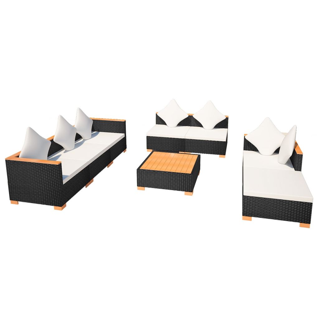 8 Piece Outdoor Poly Rattan Sectional Sofa Set with Ottoman and Coffee Table Z71775