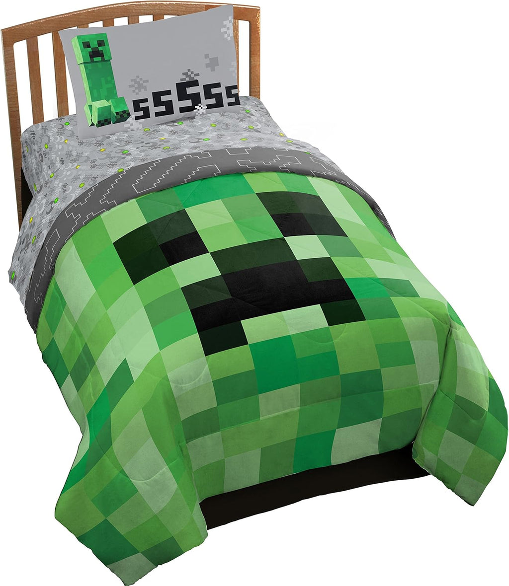 Minecraft Creeper 4 Piece Twin Bed Set L72882