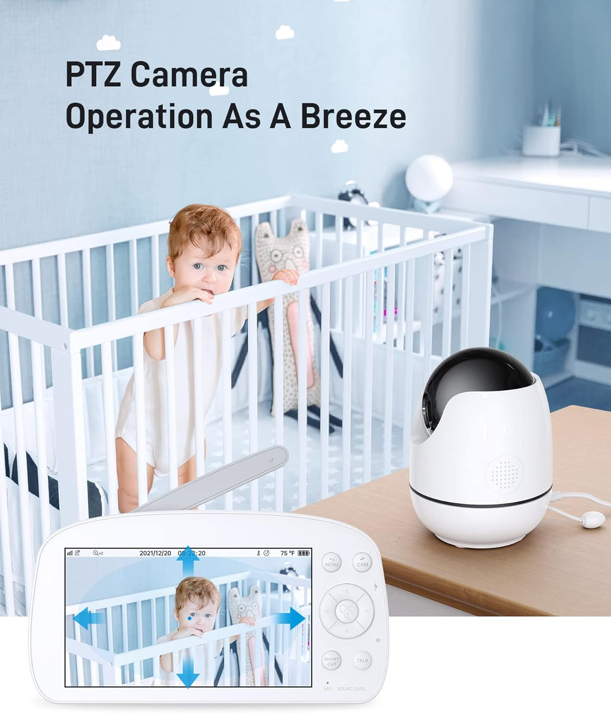 Baby Video Monitor with Camera and Audio, 720P HD Resolution, 5.5 Display, Night Vision W785185