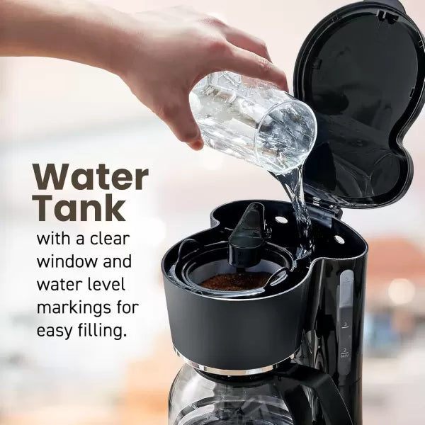 5-Cup Automatic Brew & Drip Coffee Maker with Reusable Filter (Black) C675