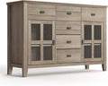 Distressed Grey Solid Pine Wood Sideboard with 2 Doors and 6 Drawers F353