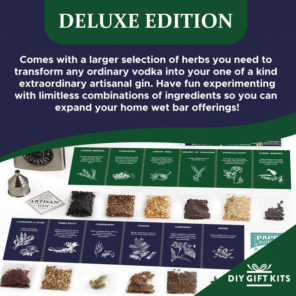 Gin Making Kit with Stainless Steel Flask, Botanicals, Spices, Recipe Guides, Bottles & Labels, Pack of 2 N394