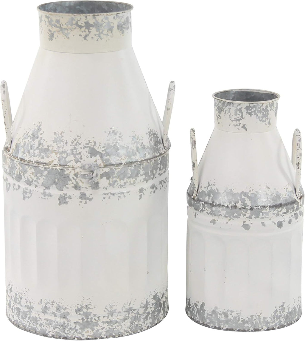 White Decorative Milk Can Pack of 2 J903
