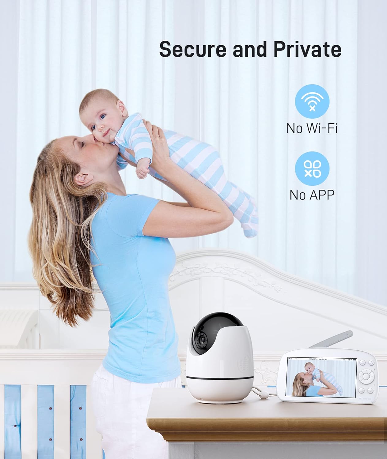 Baby Video Monitor with Camera and Audio, 720P HD Resolution, 5.5 Display, Night Vision W785185