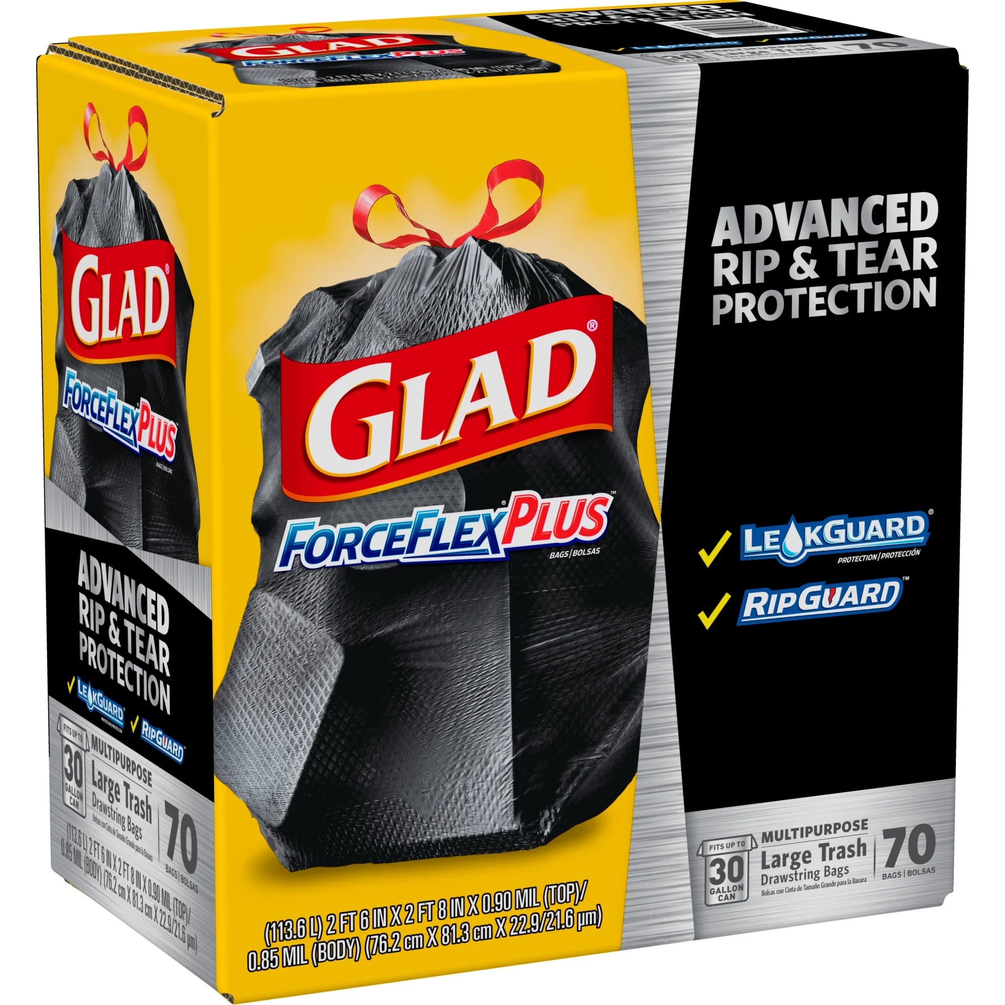 ForceFlexPlus Drawstring Trash Bags, 30 Gallon, 70 Ct J3475