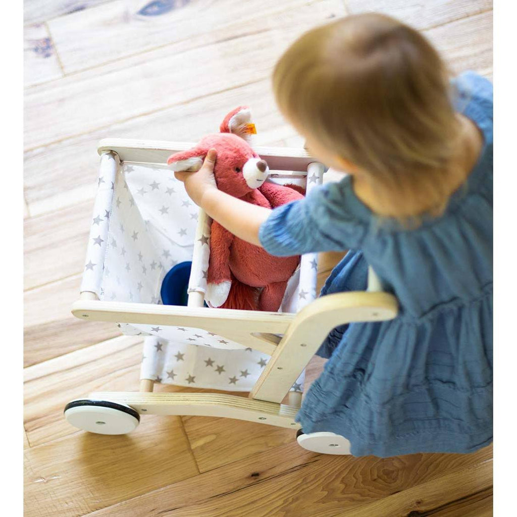Wooden Shopping Cart Walker with Rolling Wheels B35996