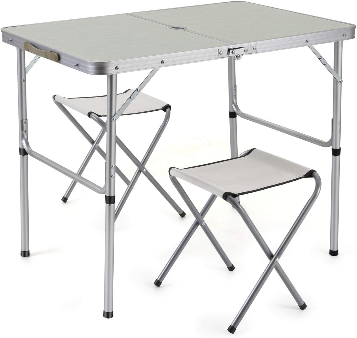 2-Person Folding Aluminum Picnic Table with 2 Stools Q301089