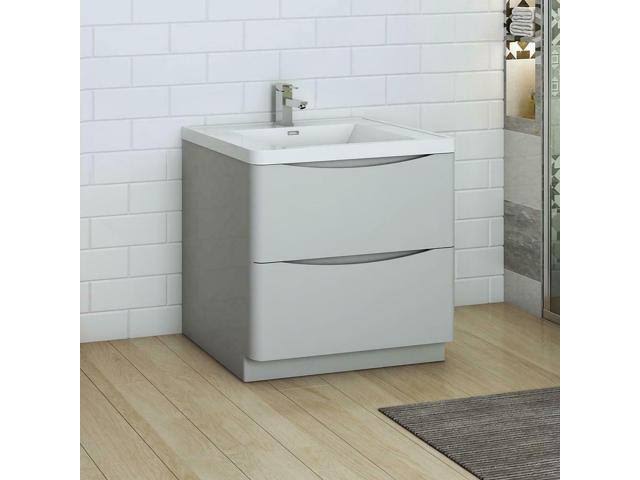 Glossy Gray Free Standing Bathroom Cabinet V59335