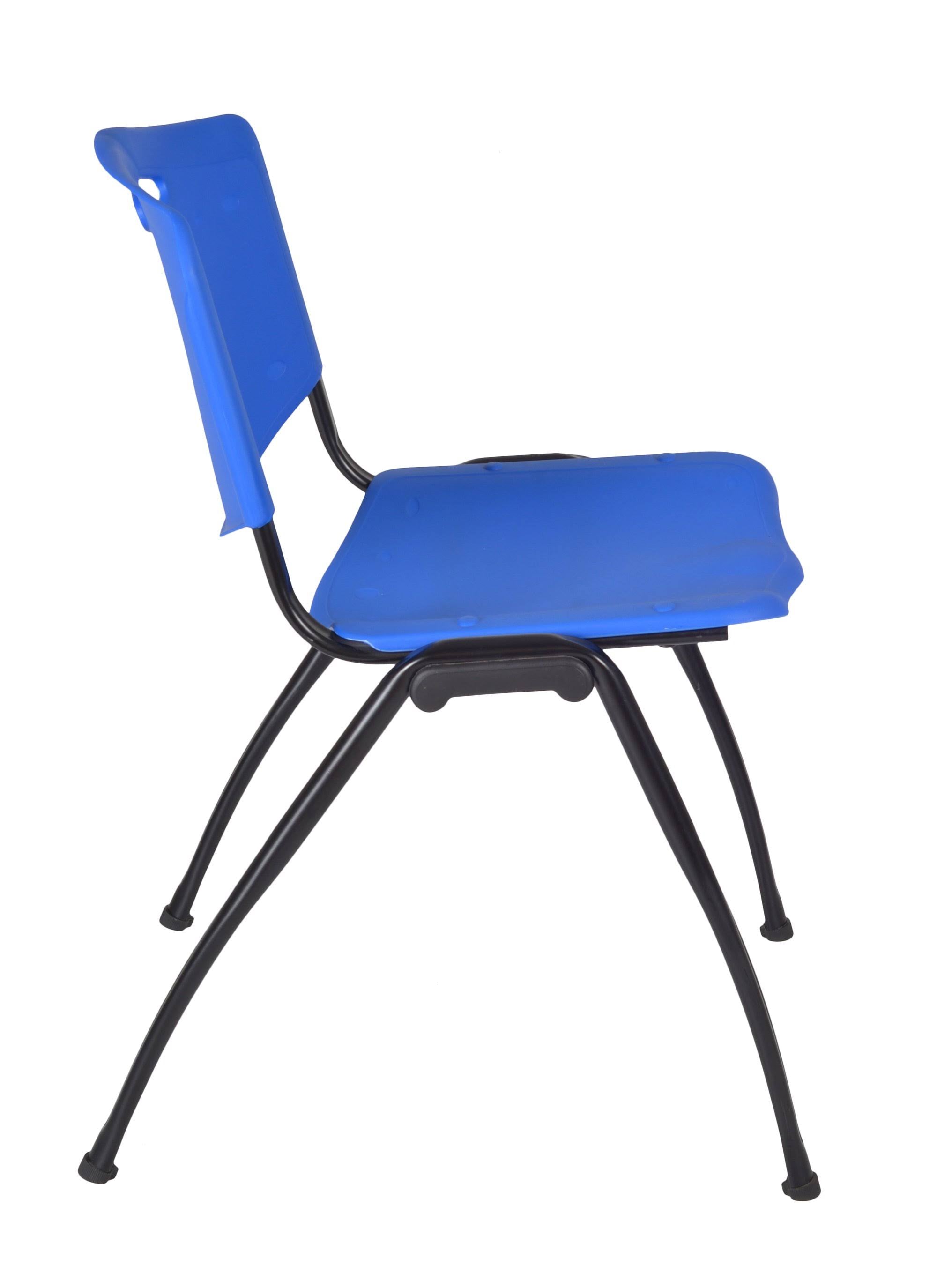 30x22 Round Breakroom Table Grey & 4 Stack Chairs Blue Y773