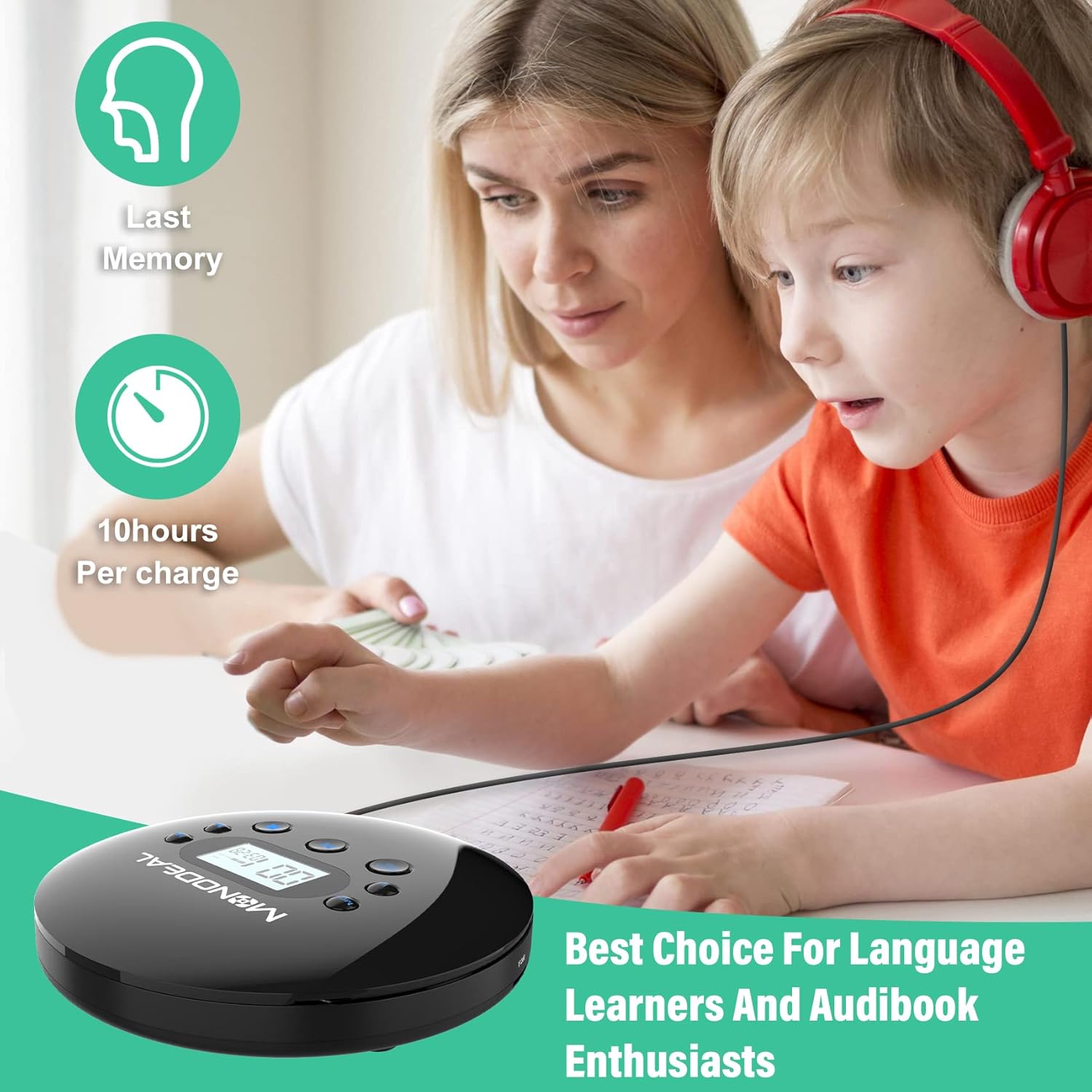 Portable CD Player with FM Transmitter, Anti-Skip Protection, Headphones, Pack of 2 N219493