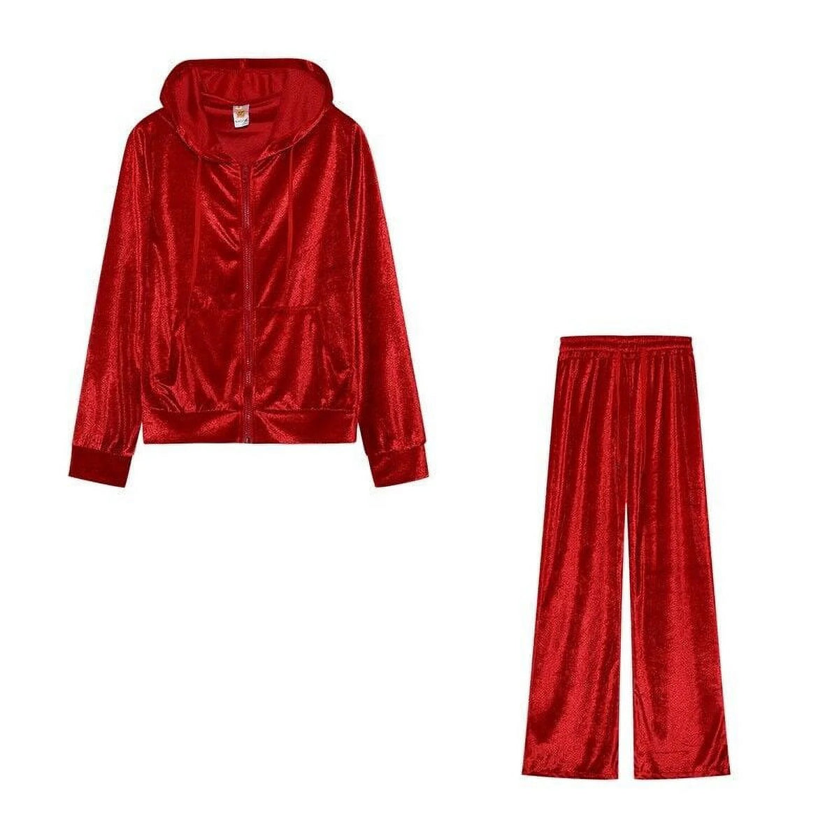 Velour 2-Piece Hoodie Tracksuit Set D835