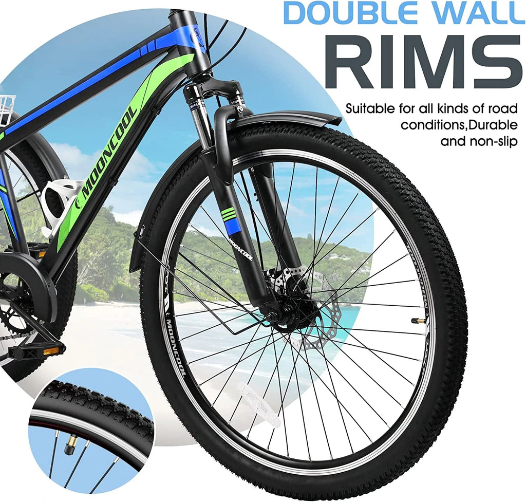 Adult Mountain Tricycle 27.5 Inch 7 Speed Three Wheel Trike Bike with Large Basket Y3573