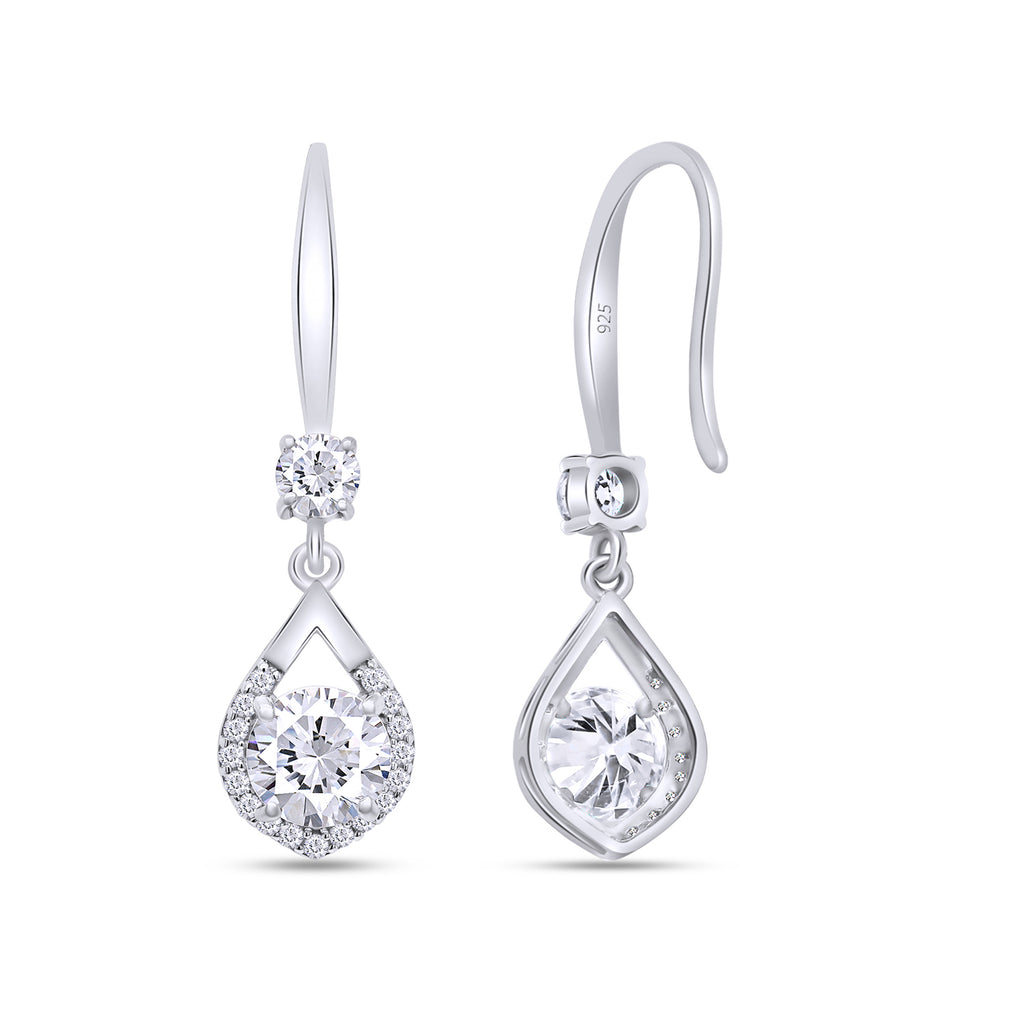2CT Moissanite Dangle Earrings, D Color Ideal Cut Lab Created Diamond 18K White Gold Plated 925 Sterling Silver Mermaid Tear Drop Earrings D8922
