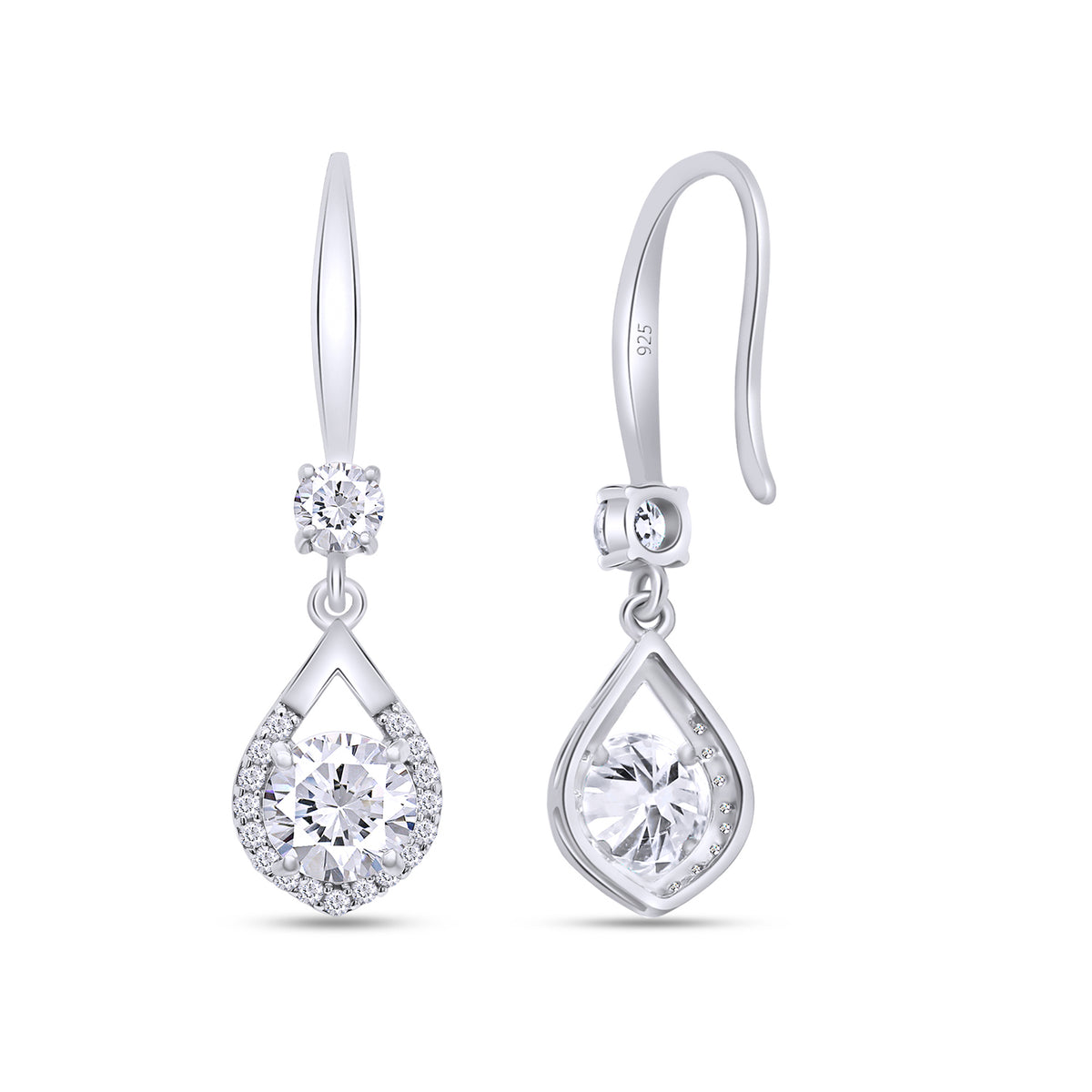 2CT Moissanite Dangle Earrings, D Color Ideal Cut Lab Created Diamond 18K White Gold Plated 925 Sterling Silver Mermaid Tear Drop Earrings D8922