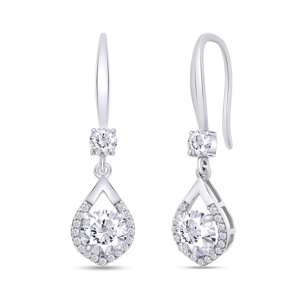 2CT Moissanite Dangle Earrings, D Color Ideal Cut Lab Created Diamond 18K White Gold Plated 925 Sterling Silver Mermaid Tear Drop Earrings D8922