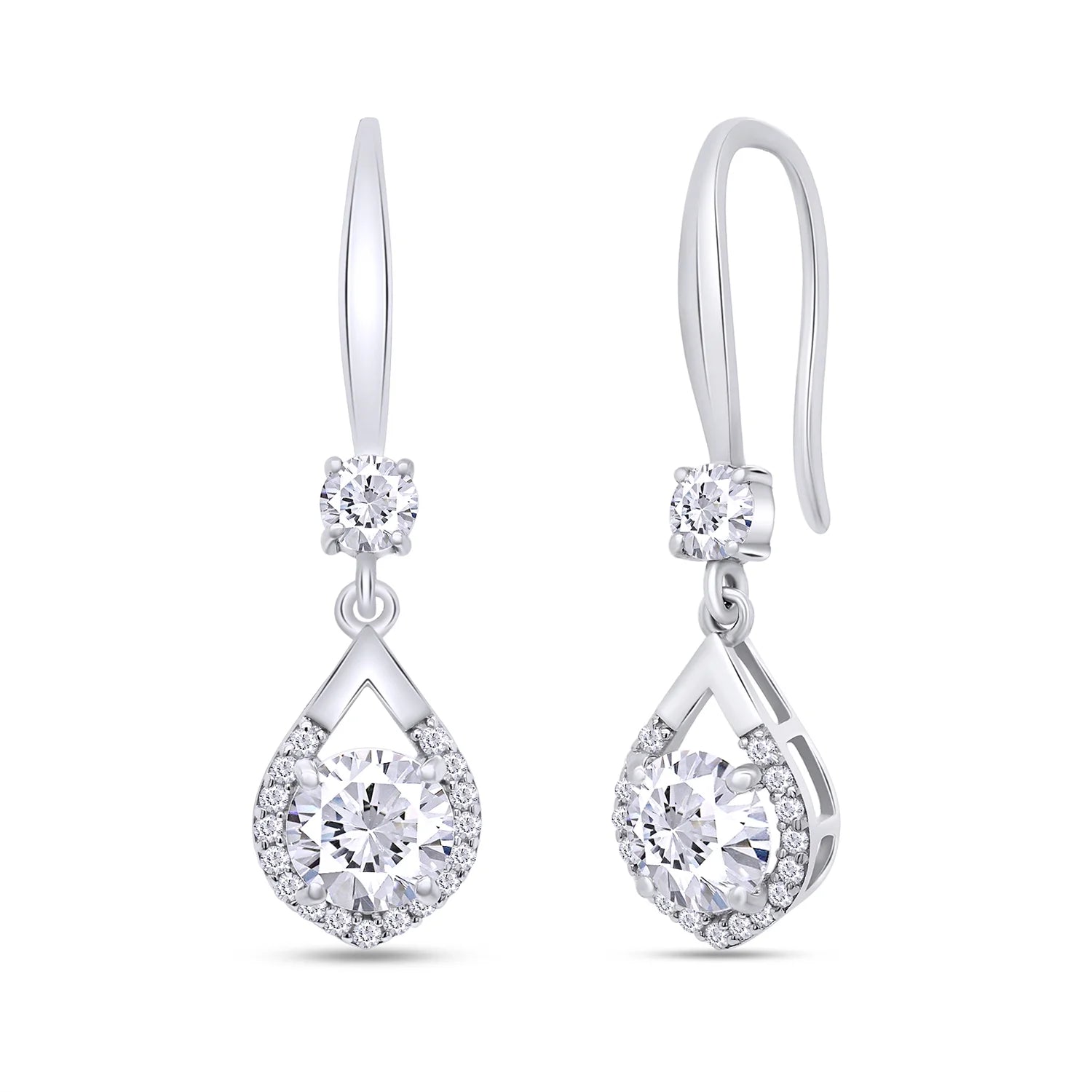 2CT Moissanite Dangle Earrings, D Color Ideal Cut Lab Created Diamond 18K White Gold Plated 925 Sterling Silver Mermaid Tear Drop Earrings D8922
