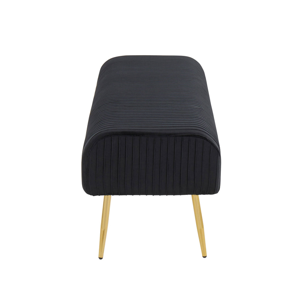 Silver Velvet and Gold Steel Pleated Bench U8512
